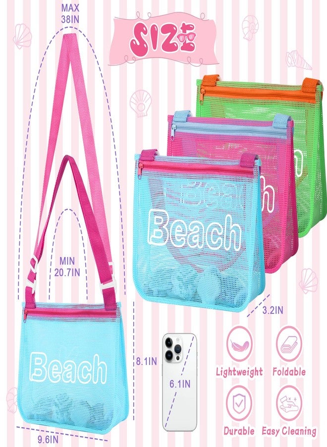 Iqimott حقيبة شل للأطفال 3 قطع، حقيبة شبكية بسحاب لشاطئ البحر، حقيبة جمع الأصداف لحمل الأصداف مع أحزمة قابلة للتعديل، ألعاب رملية لملحقات السباحة هدية للبنات والأولاد والمراهقين (شاطئ) - Image 2