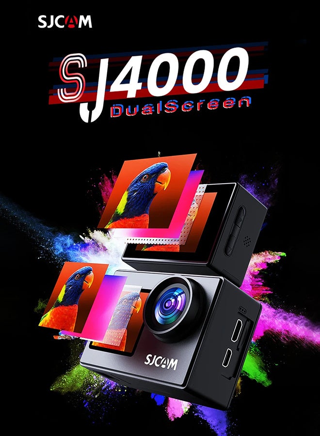 أس جي كام كاميرا أكشن SJ4000 مُحسّنة بشاشة مزدوجة 4K30FPS فائقة الدقة تحت الماء، كاميرا مقاومة للماء بزاوية واسعة 170 درجة، كاميرا خوذة دراجة نارية مع تثبيت، بطاريتان وملحقات، بطاقة 128 جيجابايت - Image 3