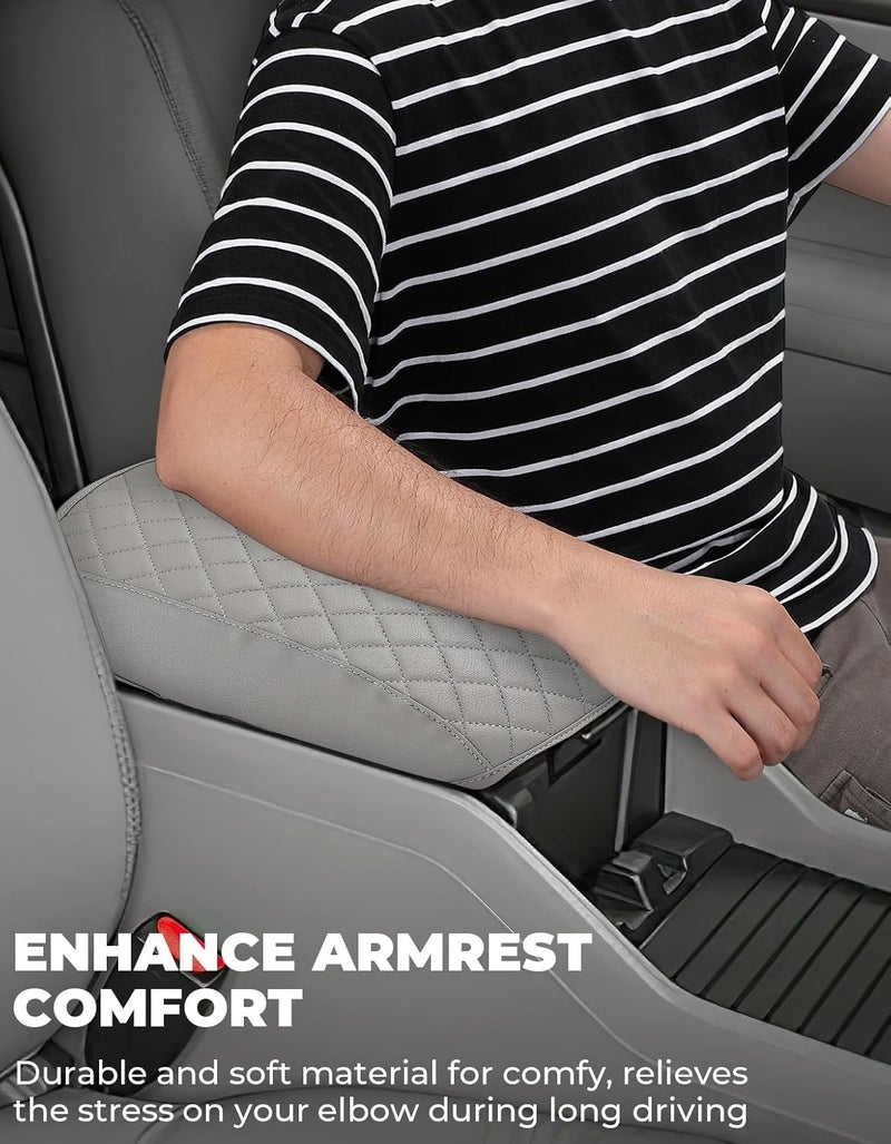 ISSYAUTO غطاء وحدة التحكم الوسطى متوافق مع 2009-2015 بايلوت، غطاء جلد لغطاء مسند الذراع، تغطية لمسند الذراع للسيارة، غطاء وحدة التحكم الوسطى المتين، رمادي - Image 5
