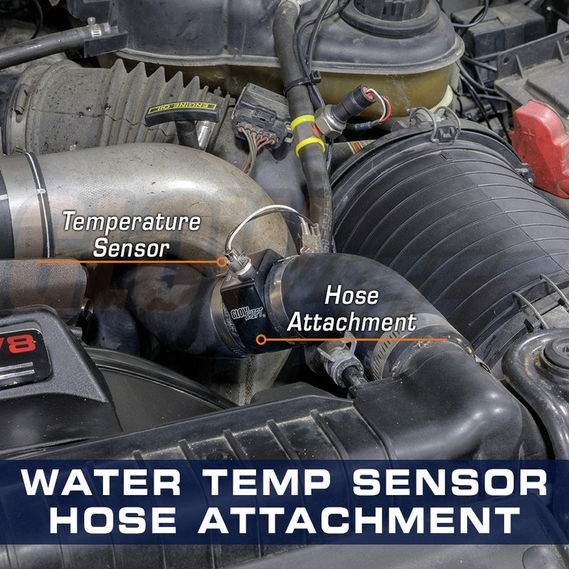 GLOWSHIFT 44mm 1-3/4" Radiator Hose Attachment Adapter for Water Coolant Temperature Gauge Sensor - Includes Hose Clamps - Image 2