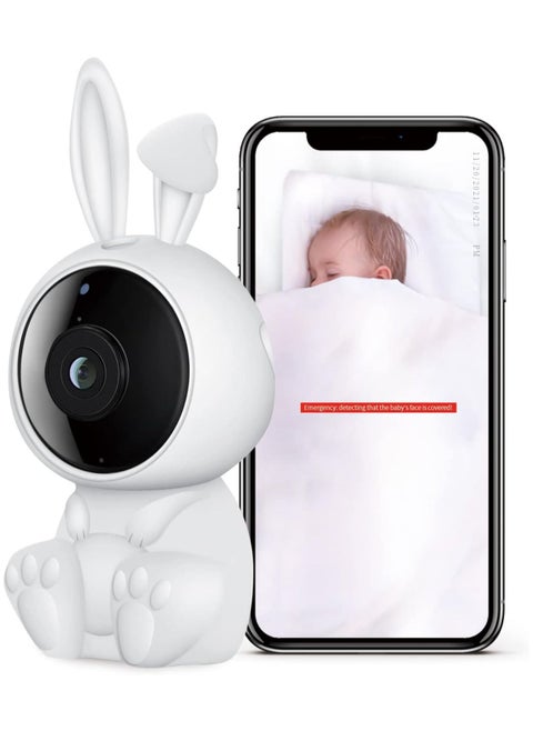 Advanced Smart Baby Monitor Cry Face Cover up, Danger Zone Detection with App to Phone Wall Mount Camera Call HD Night Remote Video