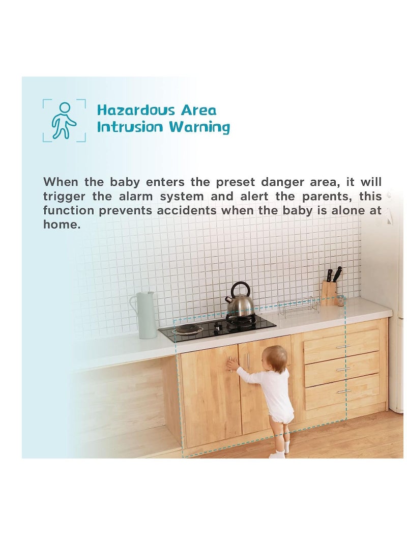 Advanced Smart Baby Monitor Cry Face Cover up, Danger Zone Detection with App to Phone Wall Mount Camera Call HD Night Remote Video