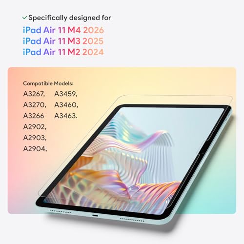 KCT 2 Pack Paperfeel Glass Screen Protector Compatible with iPad Air 11 Inch M4/M3/M2 (2026/2025/2024), Matte Surface, Tempered Glass with Bubble-Free Installation Tray - Image 2