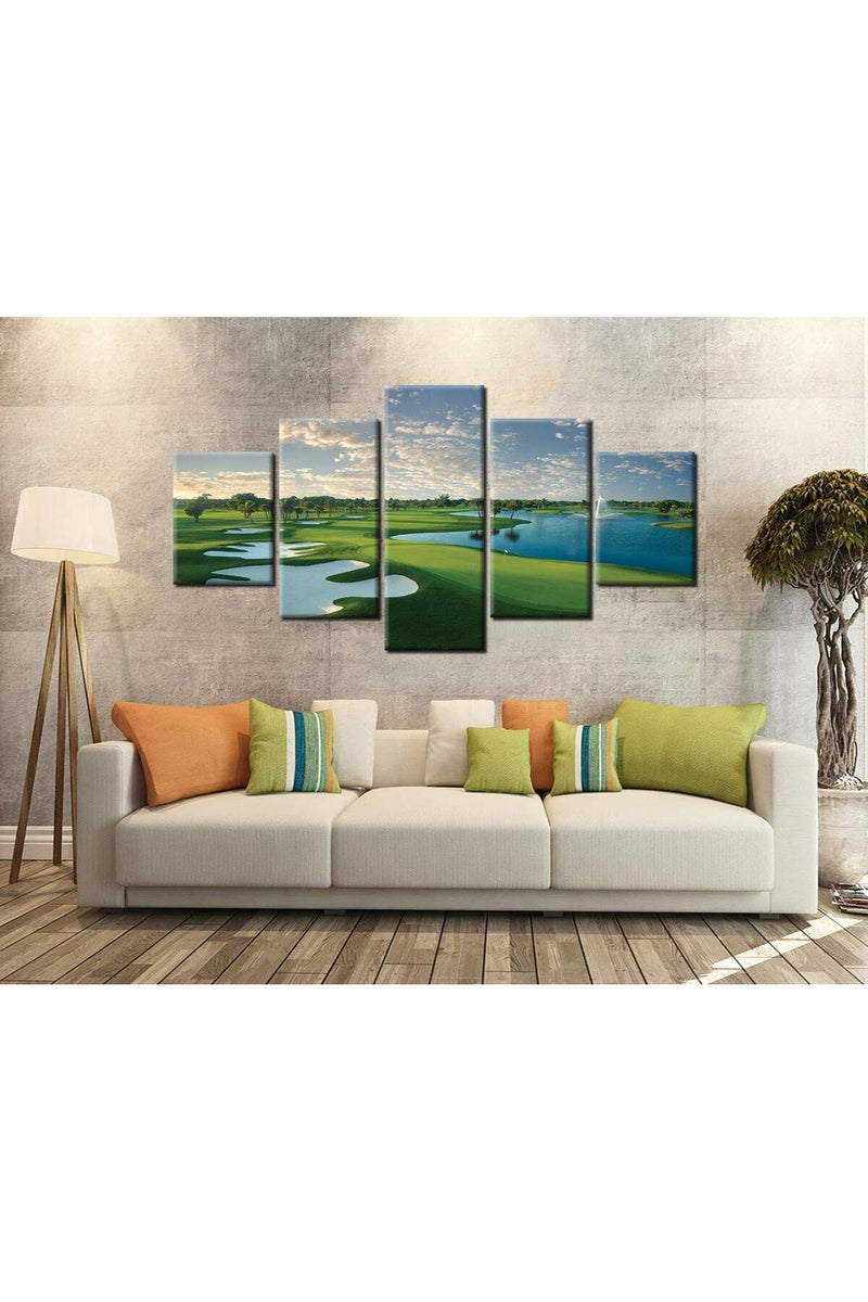 Artbrush Tower Blue Monster Course Golf Hole18 Posters, Canvas Wall Art - Image 1