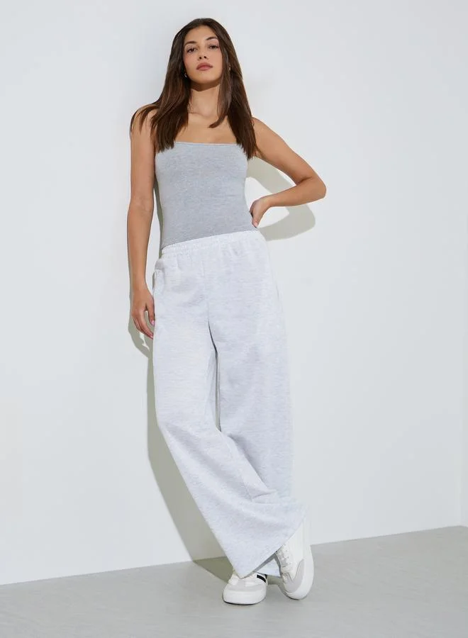 ستايلي Grey Wide Leg Pants with Elastic Waistband
