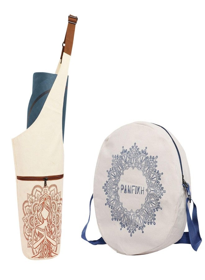 PANFIKH Yoga Wheel Carrying Case with Yoga Mat Cover Bag I Yoga Porps Accessories Bag I Natural Cotton Cover for Yoga Mat, Yoga Blocks and Yoga Wheel (Combo Pack) - Image 1