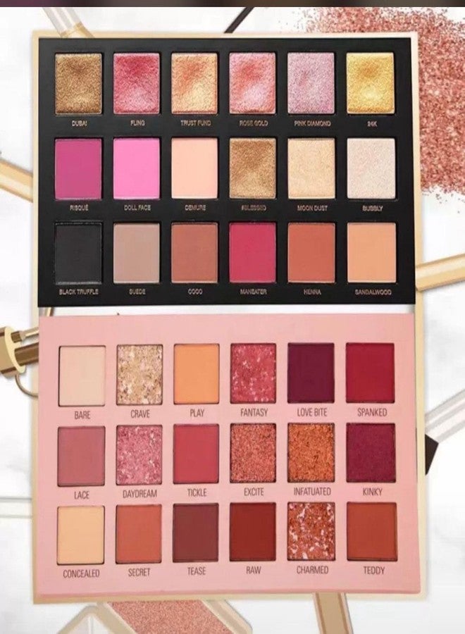36-Color Eyeshadow Palette, Shimmer and Matte Shades, Pink and Gold Collection