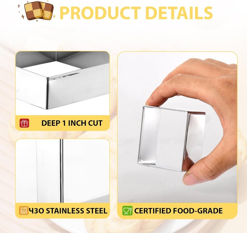 GLECTG 6 PCS Square Cookie Cutter Set - Cookie Cutters (1.5-4 Inch), Stainless Steel Set for Baking, Cookies, Biscuits & DIY - Durable Square Cutters for Holiday & Daily Use - Image 3