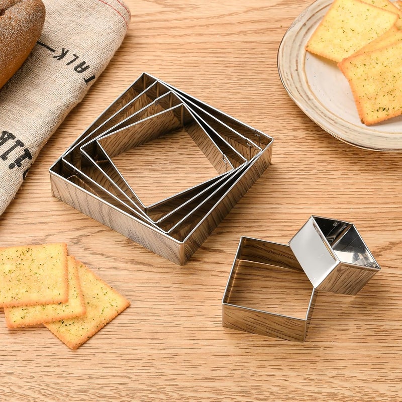 GLECTG 6 PCS Square Cookie Cutter Set - Cookie Cutters (1.5-4 Inch), Stainless Steel Set for Baking, Cookies, Biscuits & DIY - Durable Square Cutters for Holiday & Daily Use - Image 5
