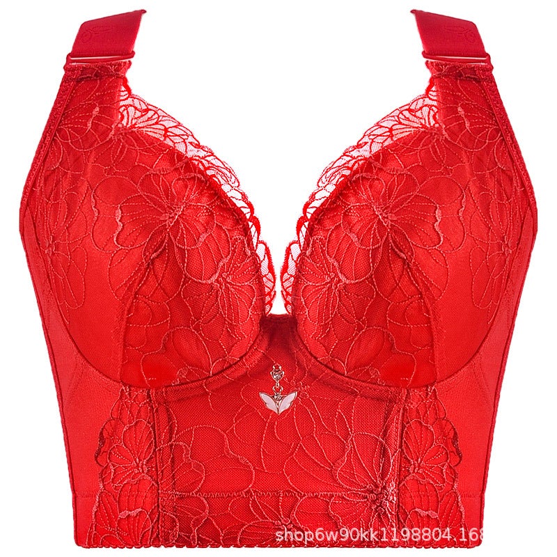 Foreign trade plus size bra chubby girl thin lace underwear womens wireless body shaping body shaping breast adjustment bra Cameo Brown  - Image 5