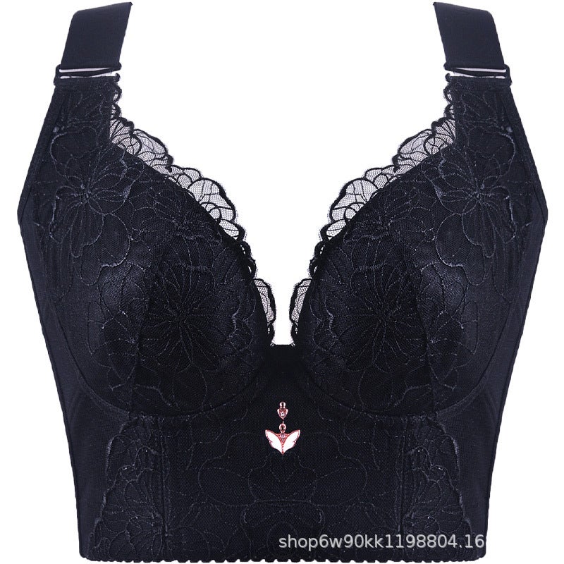 Foreign trade plus size bra chubby girl thin lace underwear womens wireless body shaping body shaping breast adjustment bra Cameo Brown  - Image 4