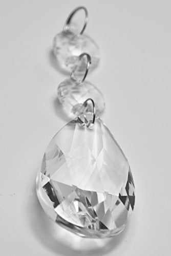 All In One Clear Crystal Chandelier Teardrop Prisms Pendant Hanging Garland Bead Chandelier Curtain with Large Tear Drop Bead for DIY Craft Wedding Party Events Decoration (Tear 38mm-20pcs) - Image 2