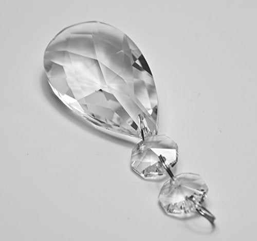 All In One Clear Crystal Chandelier Teardrop Prisms Pendant Hanging Garland Bead Chandelier Curtain with Large Tear Drop Bead for DIY Craft Wedding Party Events Decoration (Tear 38mm-20pcs) - Image 1