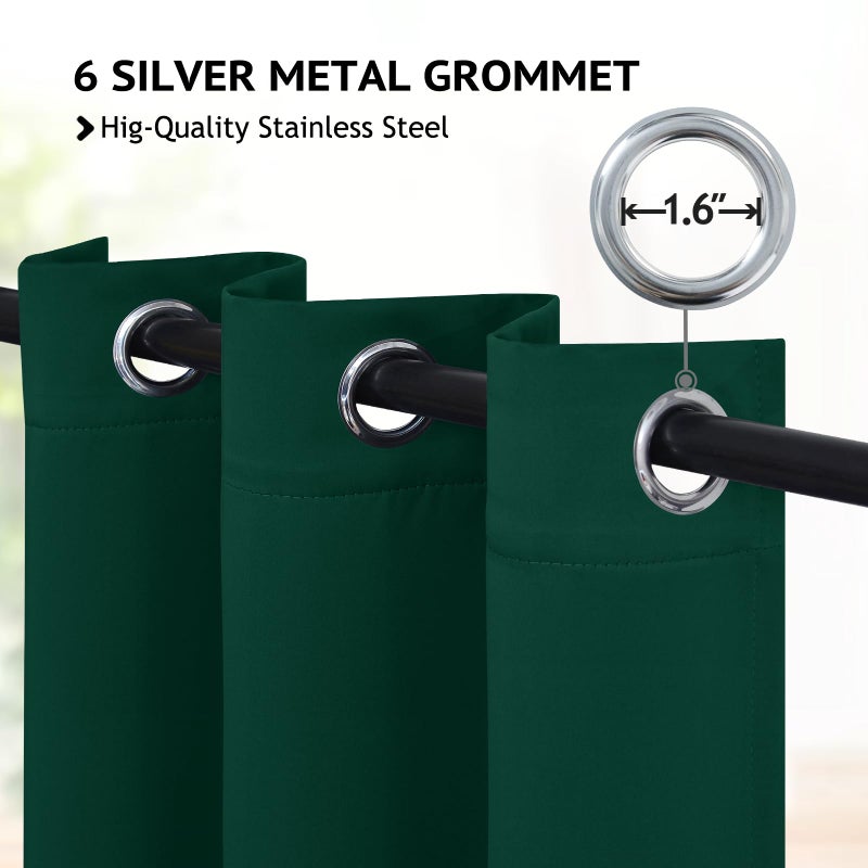 COSVIYA Grommet Blackout Room Darkening Dark Green Curtains 84 inch Length 2 Panels Thick Polyester Light Blocking Insulated Thermal Window Curtain Drapes for Bedroom/Living Room 38x84 inches - Image 2