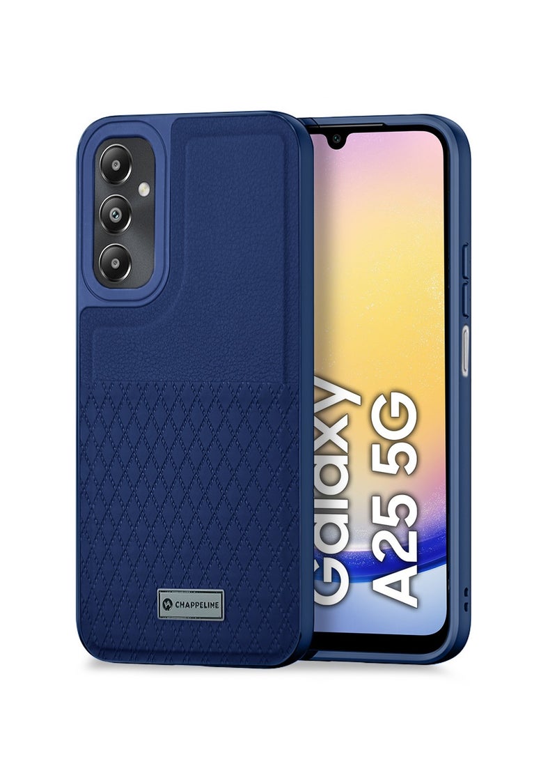 CHAPPELINE Silicone Pattern Card Holder Case Cover For Samsung Galaxy a25 Navy Blue  - Image 1