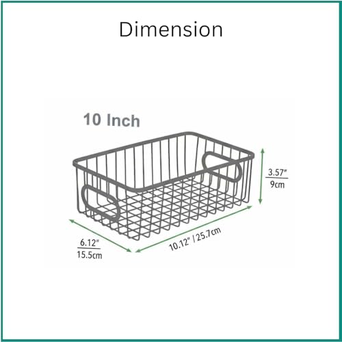 Bianco Multipurpose 10" Metal Bathroom Storage Organizer Basket Bin - Modern Wire Grid Design - for Organization in Cabinets, on Countertops, Bedroom, Kitchen, Bathroom, Garage (Pack of 2, Silver) - Image 3