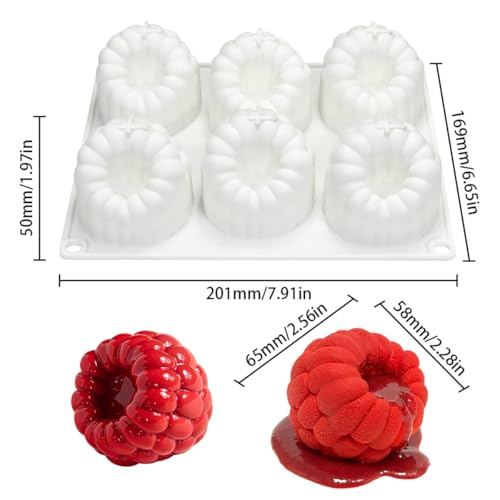 mostsom Silicone Dessert Mold 6Cavity Raspberry Pattern Chocolate Mousse Cake Mold Flexible Baking Mold for Candy Jelly Ice Cube B_ Raspberry - Image 3