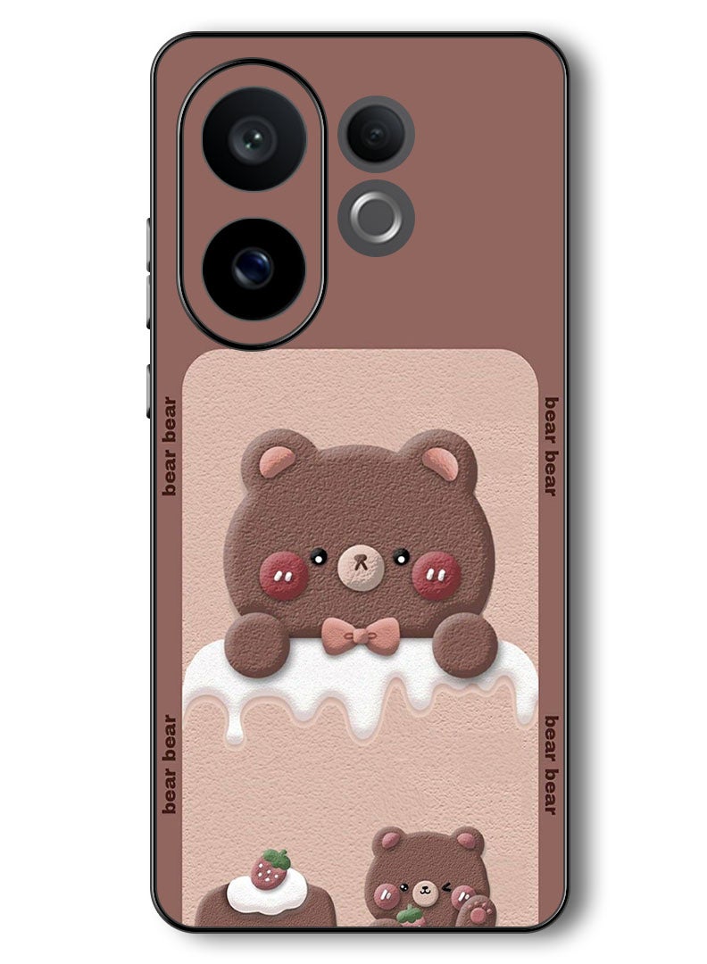 Theodor Case Compatible with Vivo V60 6.77 Inch Protection Shockproof Bumper Cover Bear Strawberry - Image 1