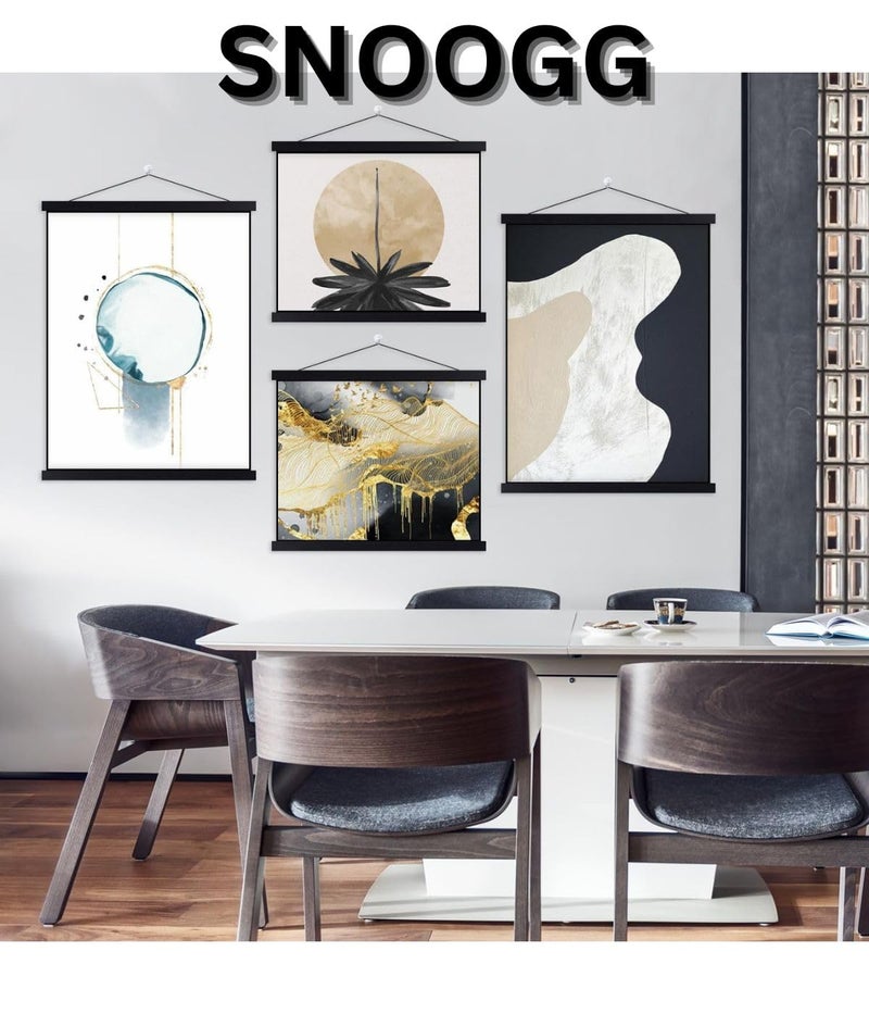 SNOOGG Magnetic Pack of 2 Poster Hanger 18” - INCH Poster Wall Hanging Frame with Strong Magnets, Poster Hanger Frame with Complete Poster Hanging Kit fits 12X18, 14X18, 18X18, 18X20, 18X24- Teak Wood - Image 4
