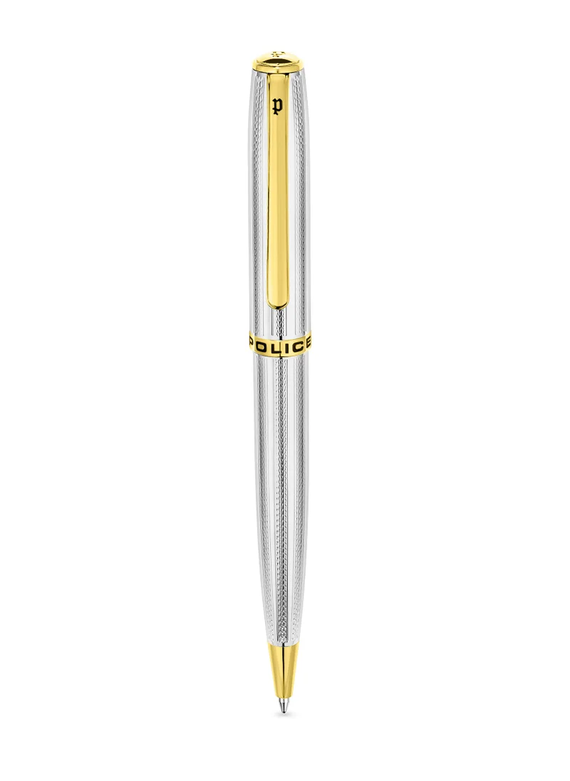 بوليس Avenir Stainless Steel Textured Pen with Gold Trims and Blue Ink