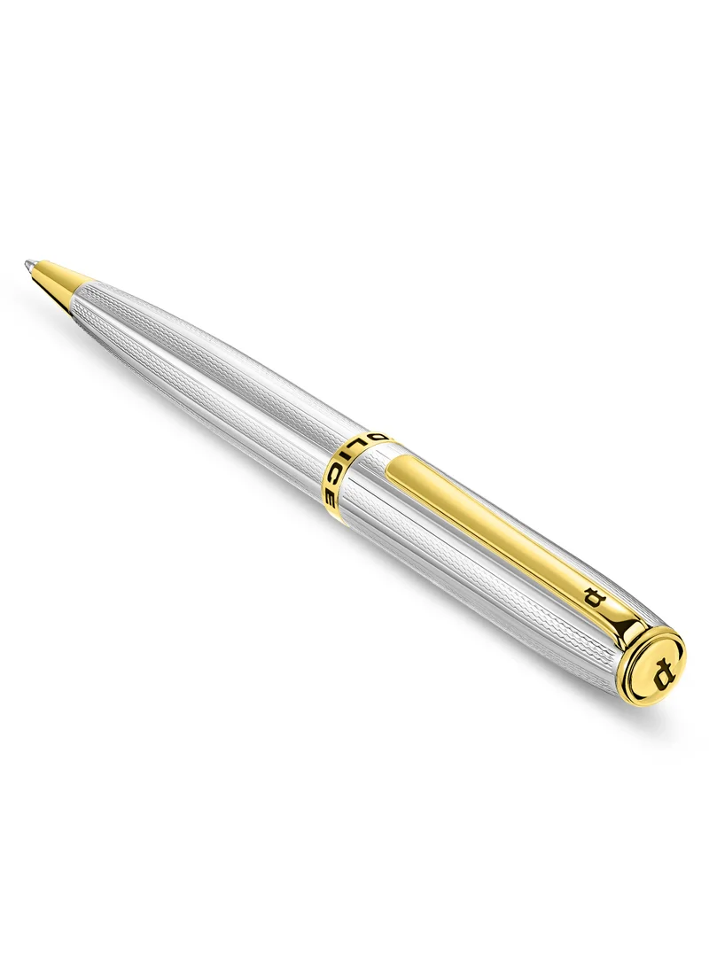 بوليس Avenir Stainless Steel Textured Pen with Gold Trims and Blue Ink