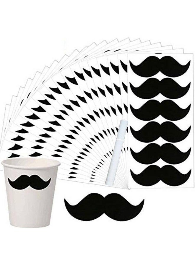 Top label 234 Pcs Mustache Stickers Happy Father'S Day Stickers Halloween Mustache Labels For Party Supplies 3.35 X 1.15 Inch Little Accent Decoration Stickersfree A White Chalk  - Image 1