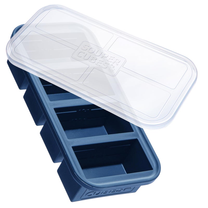 Souper Cubes 1 Cup Silicone Freezer Molds - Soup Cubes Perfect for Storing Broth, Rice, Leftovers and More - Silicone Freezer Trays with Lids for Meal Prep - Blueberry - 1-Pack - Image 1