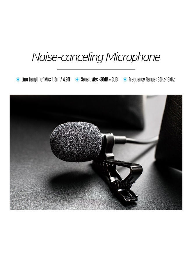 ميكروفون بخاصية إلغاء الضوضاء مقاس 3.5 مم أسود - Image 2