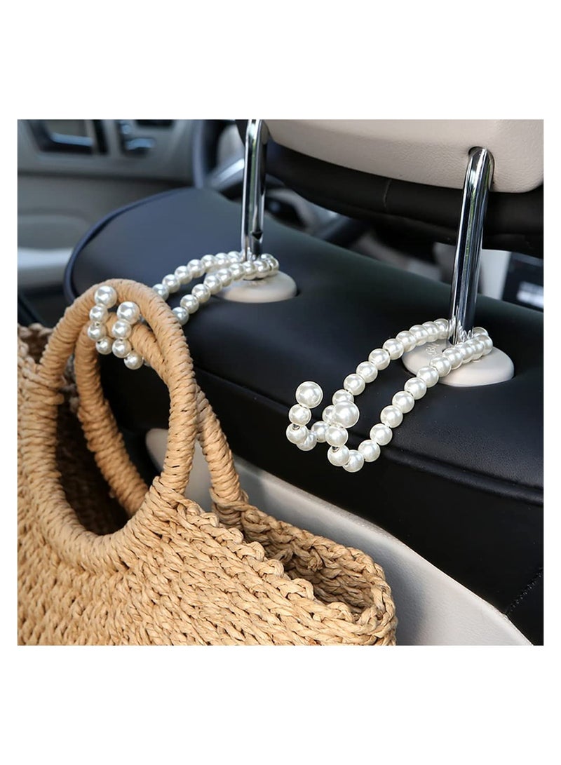 SYOSI ADR. Elegant Pearl Car Seat Headrest Hook Hanger Universal for Purses Bag Keys Auto Interior Decorations Organizer A - Image 2