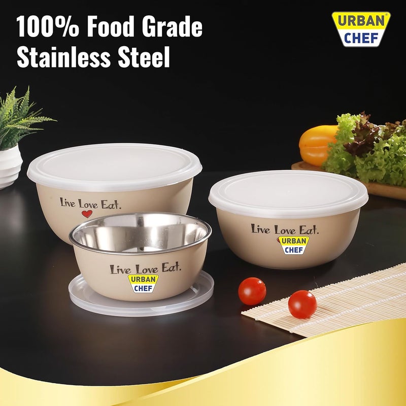 URBAN CHEF URBAN CHEF Microwave Safe Bowl Set 1 Year Warranty Kitchen Accessories Items for Home Microwave Safe Utensils ServingMicrowave Fit Bowl Set of 3500ml 800ml 1250ml Cream  - Image 4