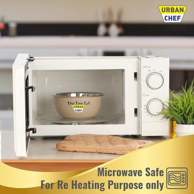 URBAN CHEF URBAN CHEF Microwave Safe Bowl Set 1 Year Warranty Kitchen Accessories Items for Home Microwave Safe Utensils ServingMicrowave Fit Bowl Set of 3500ml 800ml 1250ml Cream  - Image 5