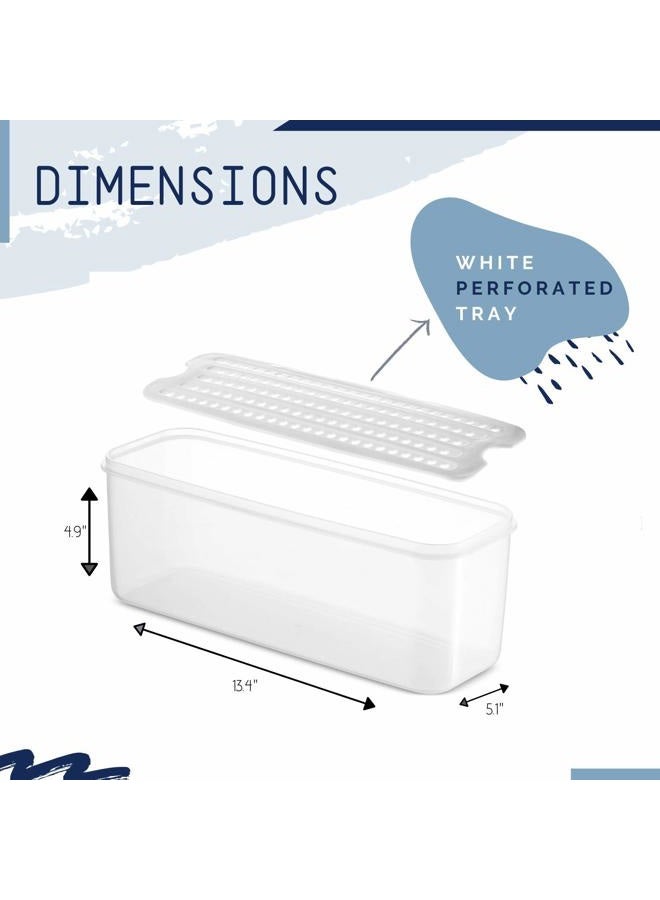 komax Biokips Fridge Storage Containers with Dripping Tray (118 oz) | 2-Pack Vegetable and Fruit Storage Containers for Refrigerator | Fridge Containers with Airtight Lids for Meat, Cheese and Fish - Image 4