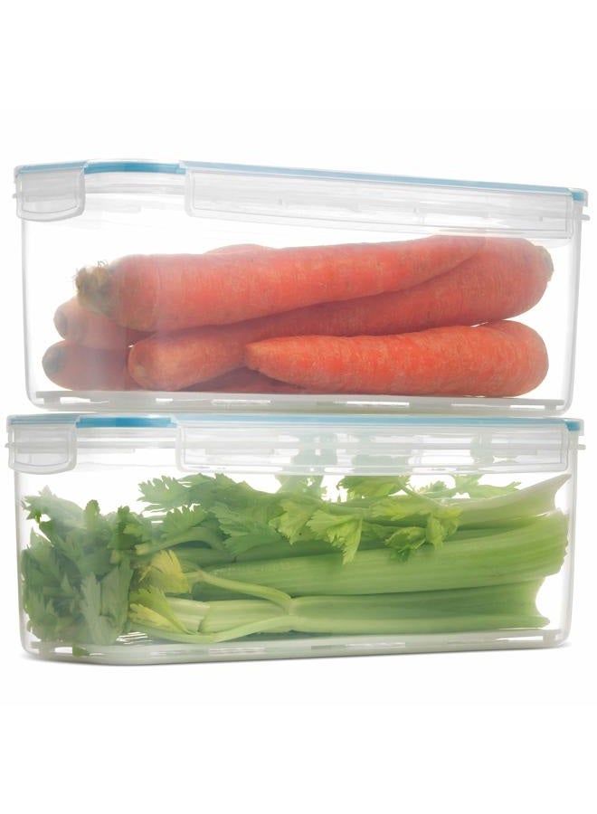 komax Biokips Fridge Storage Containers with Dripping Tray (118 oz) | 2-Pack Vegetable and Fruit Storage Containers for Refrigerator | Fridge Containers with Airtight Lids for Meat, Cheese and Fish - Image 1