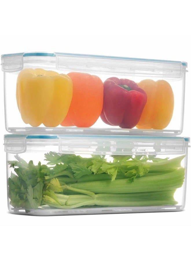 komax Biokips Fridge Storage Containers with Dripping Tray (118 oz) | 2-Pack Vegetable and Fruit Storage Containers for Refrigerator | Fridge Containers with Airtight Lids for Meat, Cheese and Fish - Image 2