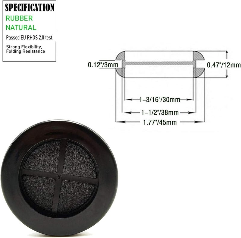 EASYEAH Store 1-1/2 in Rubber Grommets for Wiring, 1-3/16 in ID Double-Sided Rubber Plugs for Round Holes, Firewall Grommet Automotive, Wire Cable Grommets for Metal Electric Box, 6 Pcs 30x38 mm, Black - Image 2