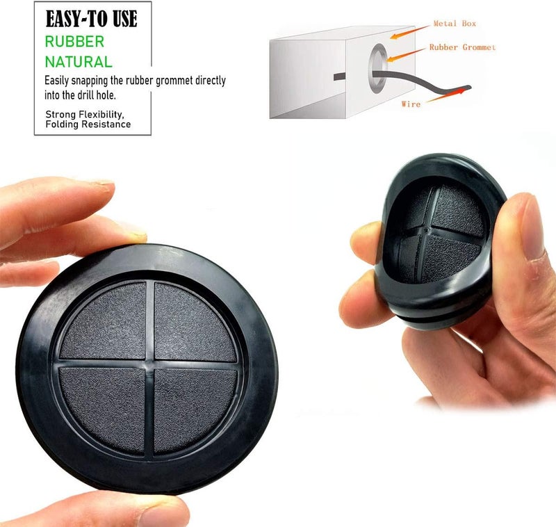 EASYEAH Store 1-1/2 in Rubber Grommets for Wiring, 1-3/16 in ID Double-Sided Rubber Plugs for Round Holes, Firewall Grommet Automotive, Wire Cable Grommets for Metal Electric Box, 6 Pcs 30x38 mm, Black - Image 4