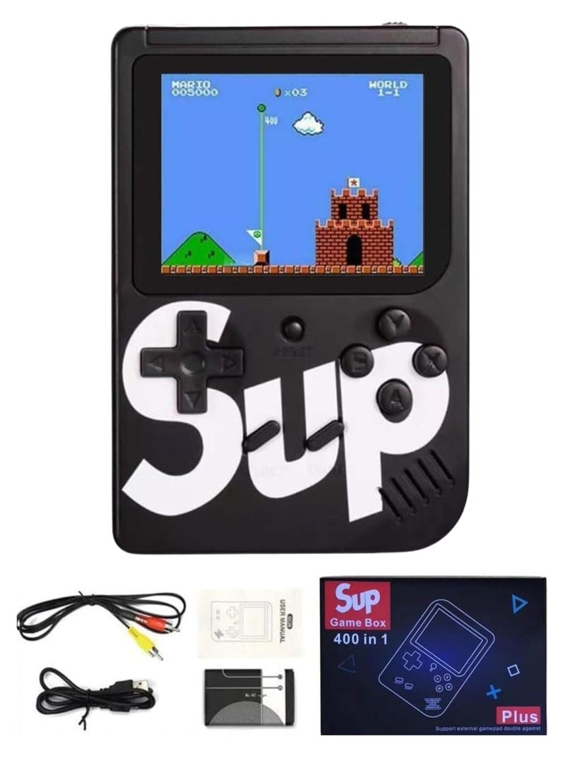 SUP Handheld Game Console with 400 Classic Retro Games, 3-Inch Color Screen, Rechargeable Battery, Portable Mini Gaming Device for Kids & Adults | Black - Image 1