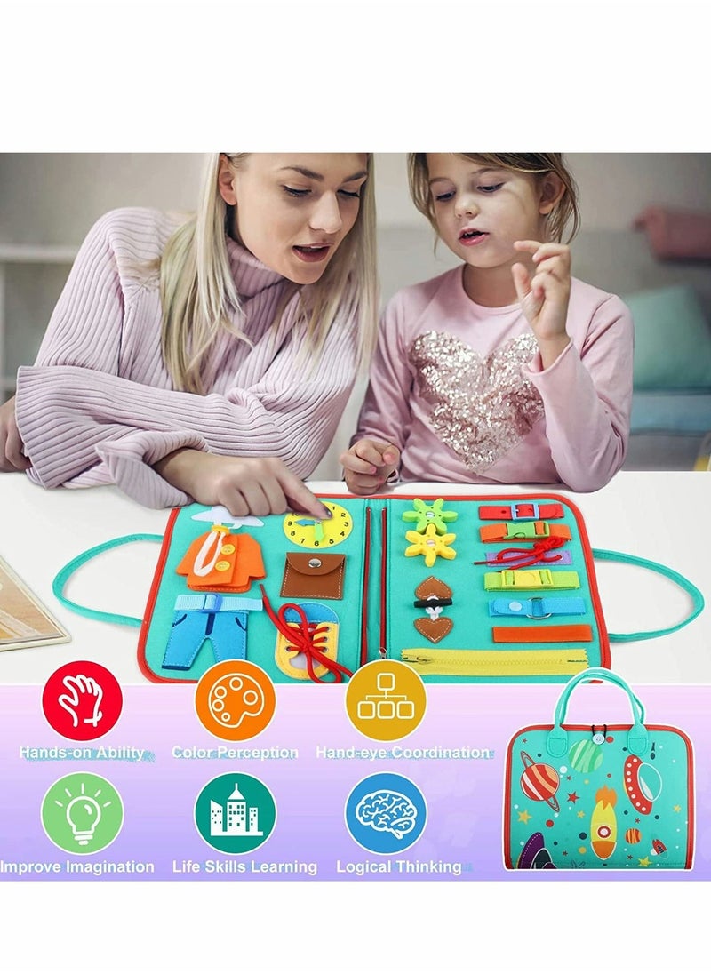 SYOSI - Busy Board Montessori Toys for Toddler, Sensory Board for Learning Fine Motor Skills, Autism Preschool Activities Board Educational Travel Toys for Boys Girls - Image 1