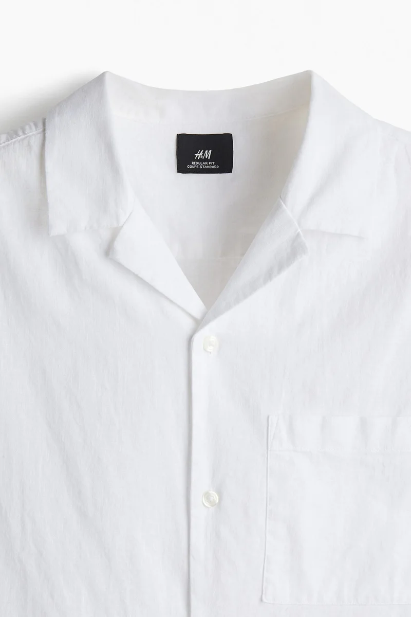 H&M  Regular Fit Short-sleeved linen-blend shirt for Men | Best Price UAE