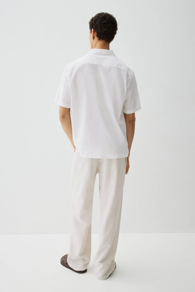 H&M  Regular Fit Short-sleeved linen-blend shirt for Men | Best Price UAE