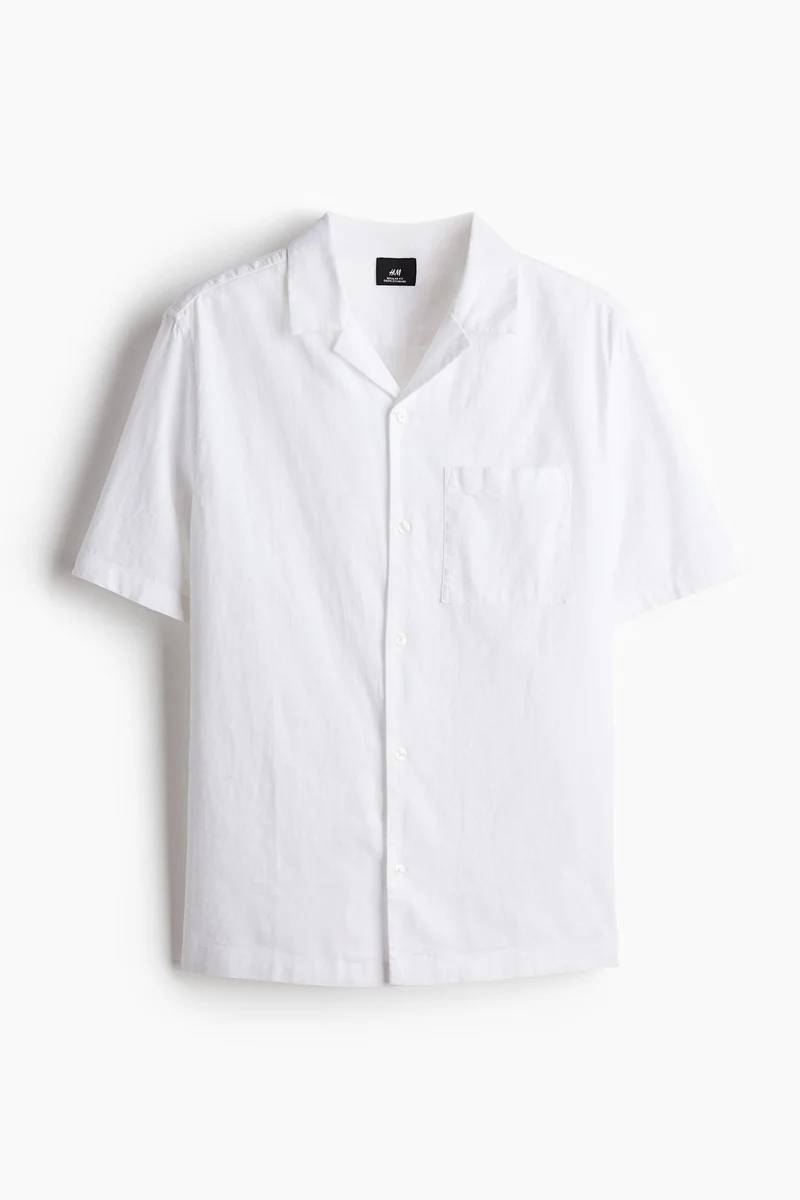 H&M  Regular Fit Short-sleeved linen-blend shirt for Men | Best Price UAE