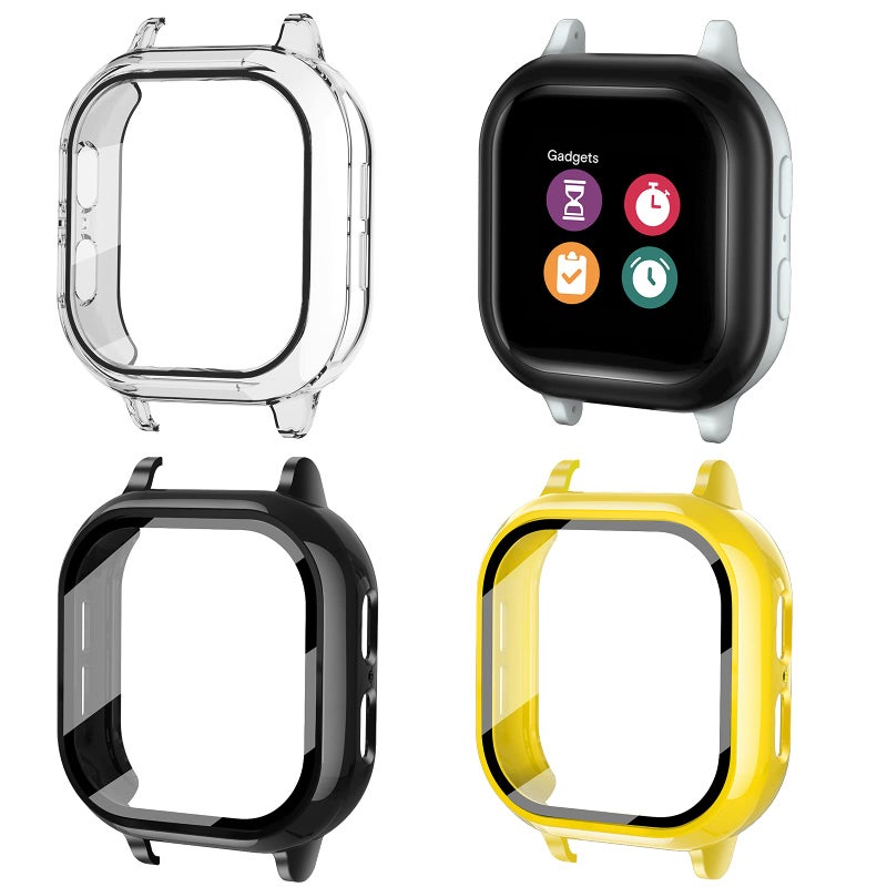 Snyeest [3-Pack] Snyeest Case Compatible for Gizmo Watch 2 Screen Protector for Kids, Tempered Glass case Only Compatible for Verizon Gizmo Watch 2(Black+Clear+Yellow) - Image 1