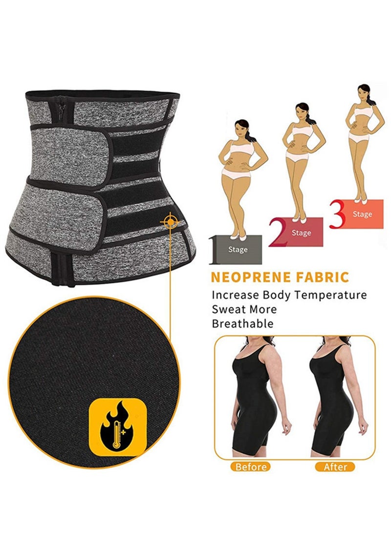 Waist trainer sports postpartum body shaping double belt zipper abdominal girdle - Image 2
