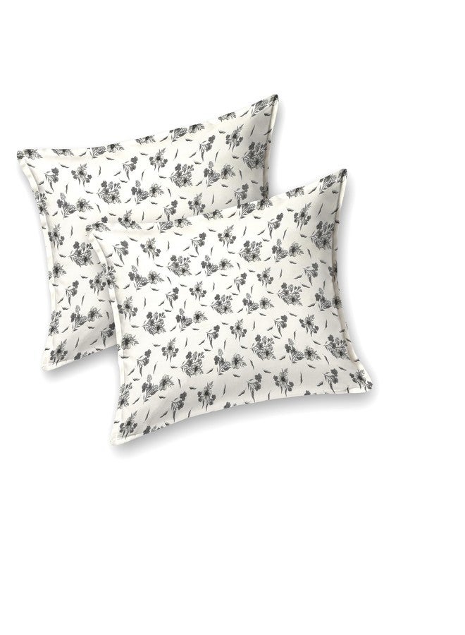 Bella Casa Double Bedsheet Set Cotton King Size With 2 Pillow Covers Floral Design Grey Colour - Stella Collection, 180 tc - Image 3