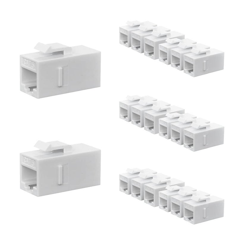 MAKINGTEC RJ45 CAT6 Keystone Coupler, 20 Pack Female to Female Plug-In Coupler, UTP CAT6 Keystone In-Line Coupler, White - Image 1