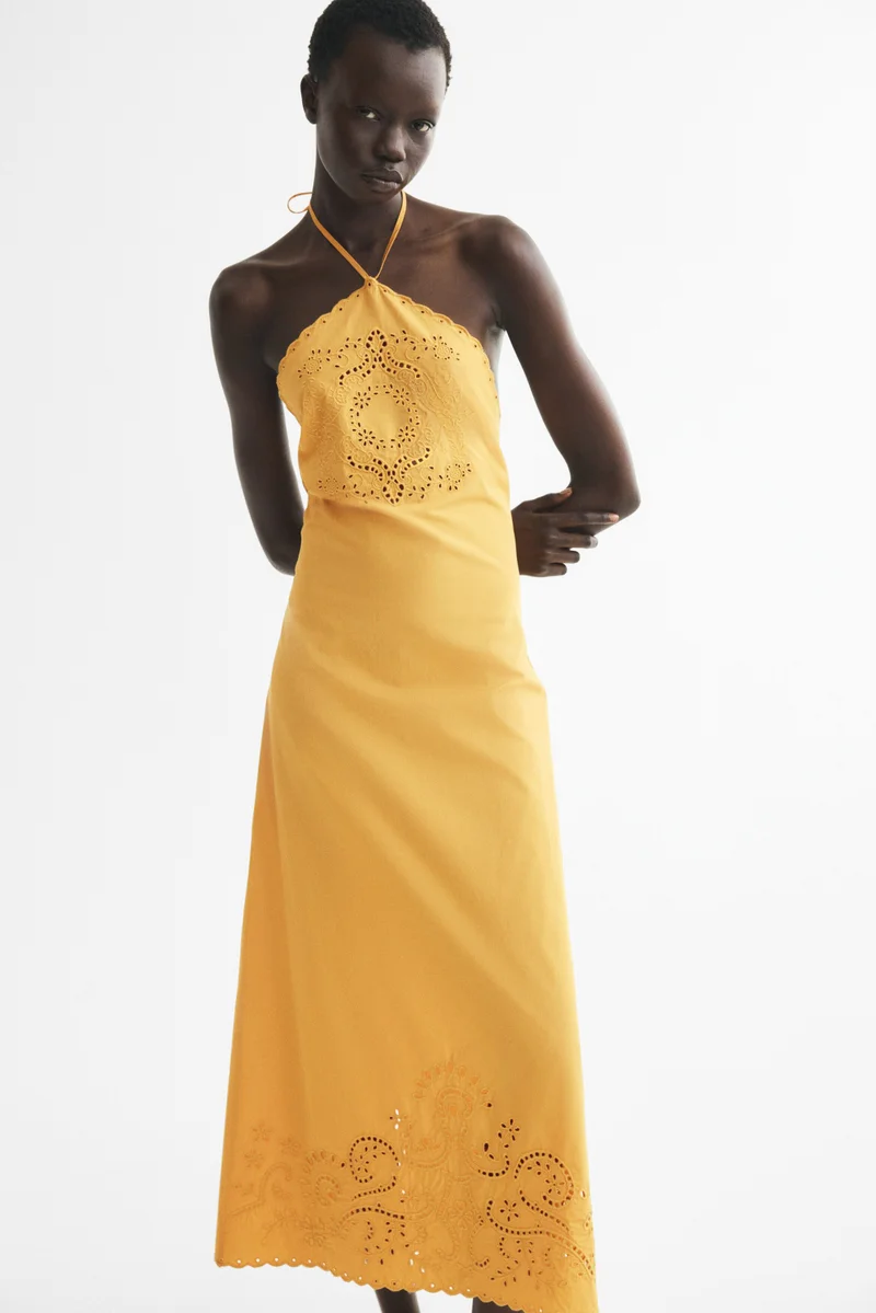 Broderie anglaise halterneck dress