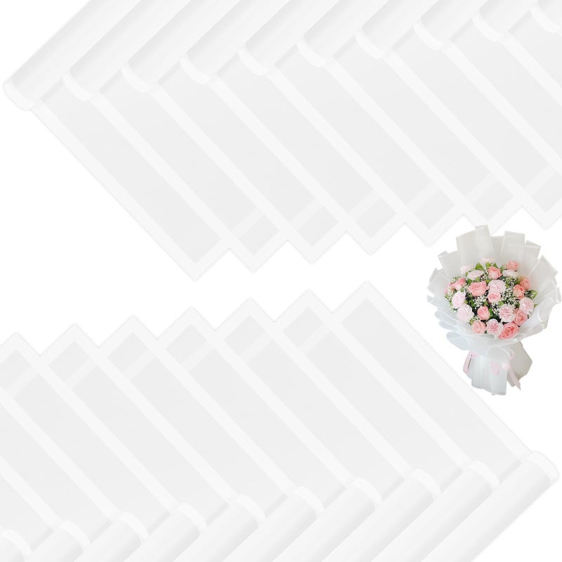 DEWJDFSC 20 Sheets Flower Wrapping Paper,Waterproof Floral Korean Bouquet Wrapping Paper, Florist Supplies, Suitable for Flowers Gift Packaging (White-2) - Image 1