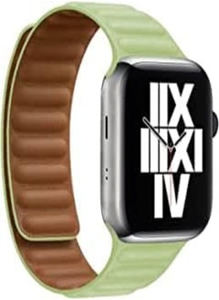 Magnetic Compatible with Apple Watch Bands 41mm 40mm Sport Adjustable Leather Strap with Magnetic Closure System for iWatch Series 8/7/SE/6/5/4/3/2/1 (Light Green)