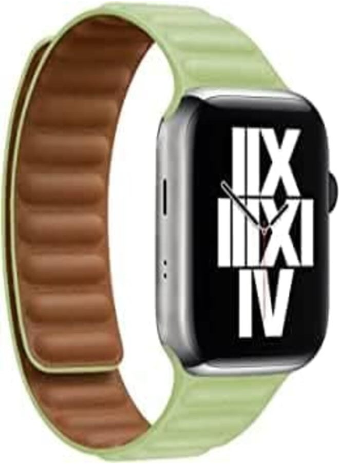 Generic - Magnetic Compatible with Apple Watch Bands 41mm 40mm Sport Adjustable Leather Strap with Magnetic Closure System for iWatch Series 8/7/SE/6/5/4/3/2/1 (Light Green) - Image 1