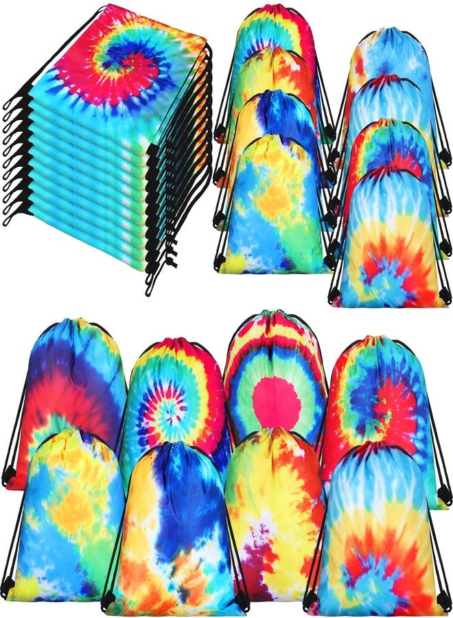 Lothee 30 Pack Drawstring Bags Party Favors for Kids Polyester Party Gift Bags Goody Backpack for Girls Boys Birthday Supplies(Tie Dye Style) - Image 1
